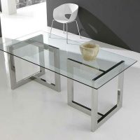 mesa vidrio acero